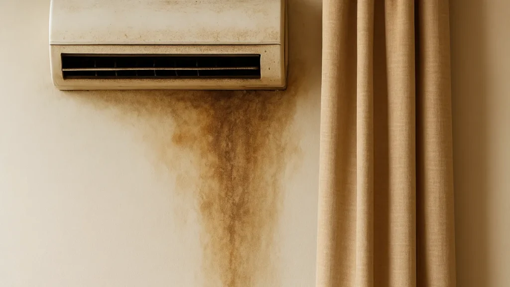 Como a sujeira do ar condicionado afeta a cor das paredes e cortinas